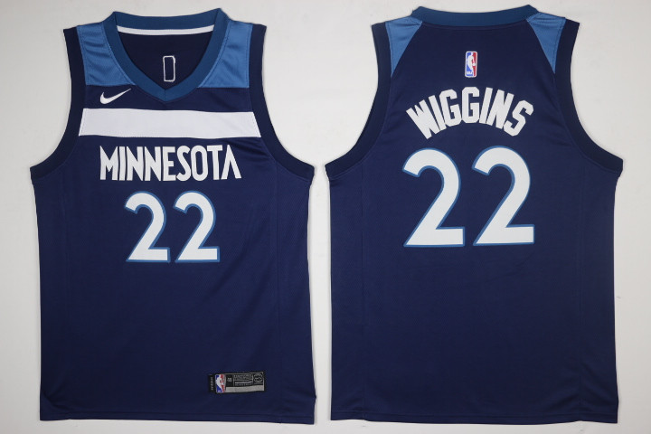 Men Minnesota Timberwolves #22 Wiggins Blue New Nike Season NBA Jerseys
